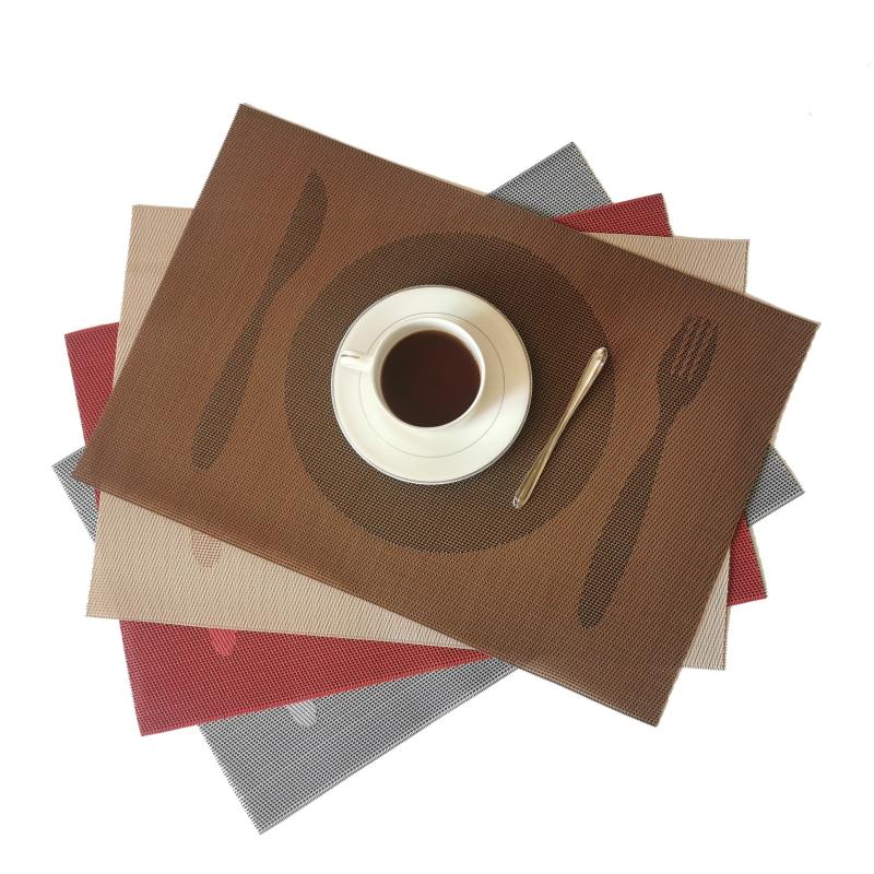 Set Of 6 Printed PVC Woven Placemats Anti-fouling Table Mats