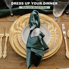 6pcs Leaf Napkin Ring Silvery Napkin Buckle For Table Setting