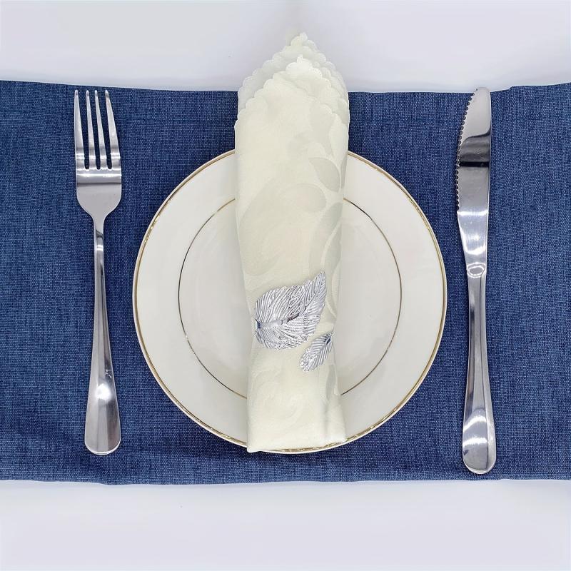 6pcs Leaf Napkin Ring Silvery Napkin Buckle For Table Setting