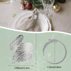 6pcs Leaf Napkin Ring Silvery Napkin Buckle For Table Setting