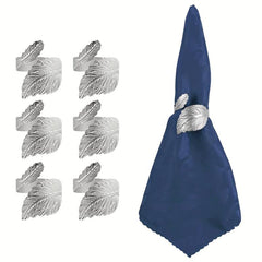 6pcs Leaf Napkin Ring Silvery Napkin Buckle For Table Setting
