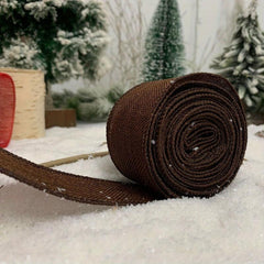 Linen Blend Table Runner Burlap Wired Ribbon Rolls