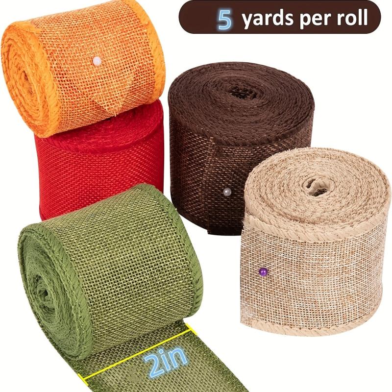 Linen Blend Table Runner Burlap Wired Ribbon Rolls