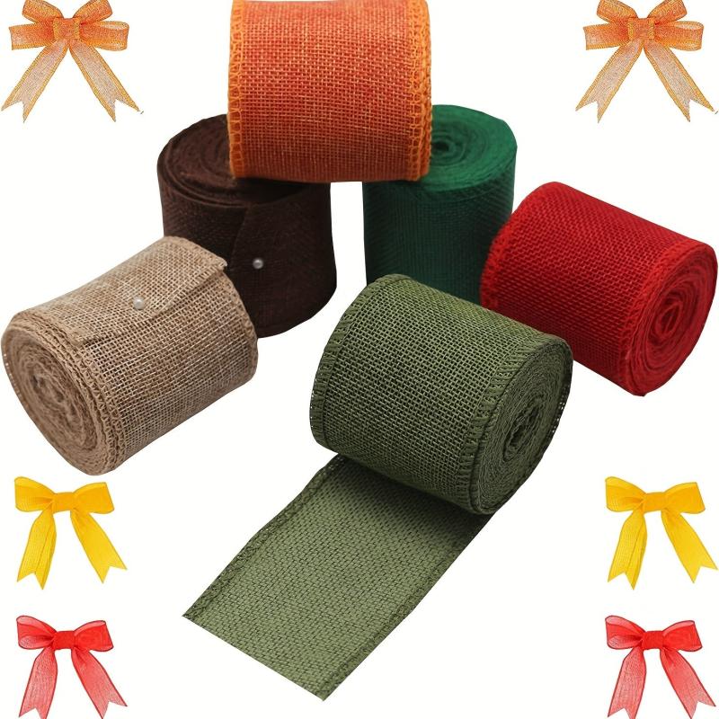 Linen Blend Table Runner Burlap Wired Ribbon Rolls