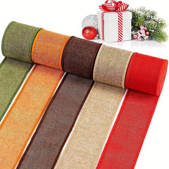Linen Blend Table Runner Burlap Wired Ribbon Rolls