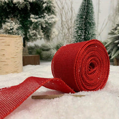 Linen Blend Table Runner Burlap Wired Ribbon Rolls