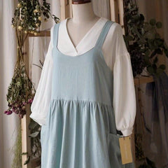 Waterproof Linen Apron with Pockets for Baking Gardening Weeding