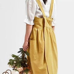 Waterproof Linen Apron with Pockets for Baking Gardening Weeding
