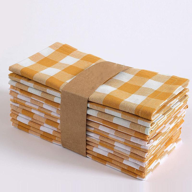 10pcs Christmas Plaid Napkins for Farmhouse Dining