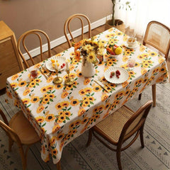 Sunflower Tablecloth Orange Floral Rectangle Waterproof Cover