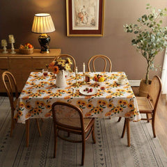 Sunflower Tablecloth Orange Floral Rectangle Waterproof Cover