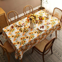 Sunflower Tablecloth Orange Floral Rectangle Waterproof Cover