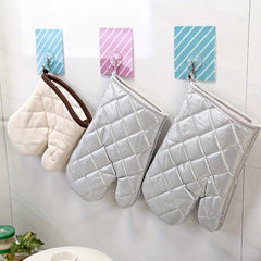 2pcs Heat Resistant Cotton Oven Mitts Double Layer Insulation Gloves