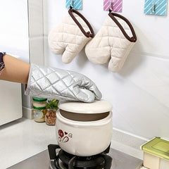 2pcs Heat Resistant Cotton Oven Mitts Double Layer Insulation Gloves