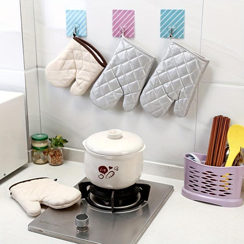 2pcs Heat Resistant Cotton Oven Mitts Double Layer Insulation Gloves