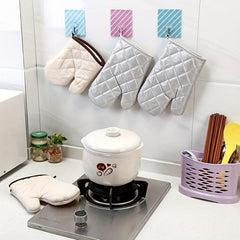 2pcs Heat Resistant Cotton Oven Mitts Double Layer Insulation Gloves