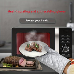 2pcs Heat Resistant Cotton Oven Mitts Double Layer Insulation Gloves