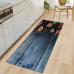 Non Slip Spice Pattern Kitchen Rug Stain Resistant Waterproof Mat