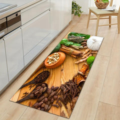 Non Slip Spice Pattern Kitchen Rug Stain Resistant Waterproof Mat