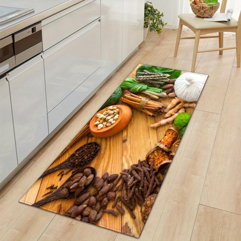 Non Slip Spice Pattern Kitchen Rug Stain Resistant Waterproof Mat