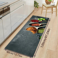 Non Slip Spice Pattern Kitchen Rug Stain Resistant Waterproof Mat
