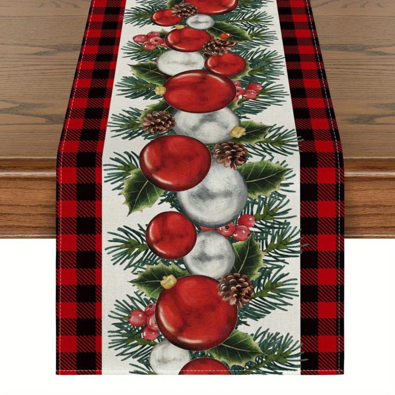 Red Snowman Winter Table Runner Santa Claus Christmas Decoration
