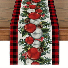 Red Snowman Winter Table Runner Santa Claus Christmas Decoration