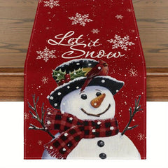 Red Snowman Winter Table Runner Santa Claus Christmas Decoration