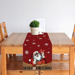 Red Snowman Winter Table Runner Santa Claus Christmas Decoration