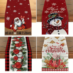 Red Snowman Winter Table Runner Santa Claus Christmas Decoration