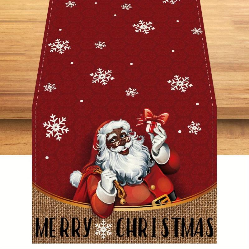 Red Snowman Winter Table Runner Santa Claus Christmas Decoration
