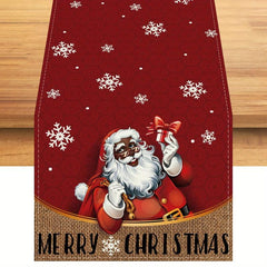 Red Snowman Winter Table Runner Santa Claus Christmas Decoration