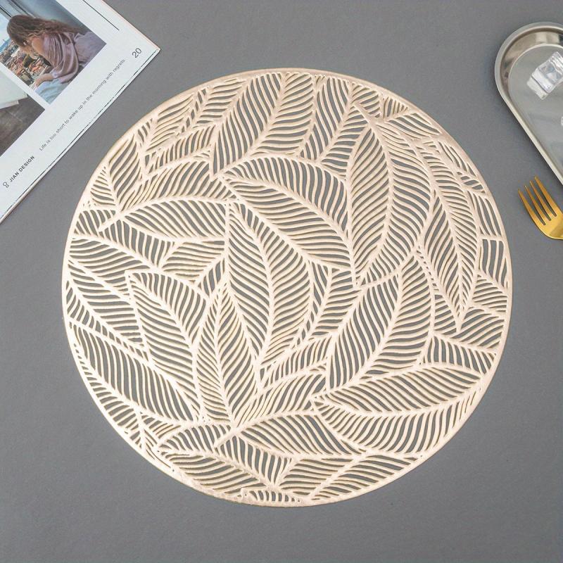 6pcs Leaf Round Placemat Forest Style Dining Table Pads