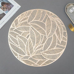 6pcs Leaf Round Placemat Forest Style Dining Table Pads