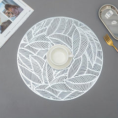 6pcs Leaf Round Placemat Forest Style Dining Table Pads