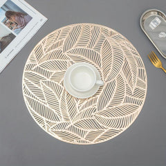 6pcs Leaf Round Placemat Forest Style Dining Table Pads