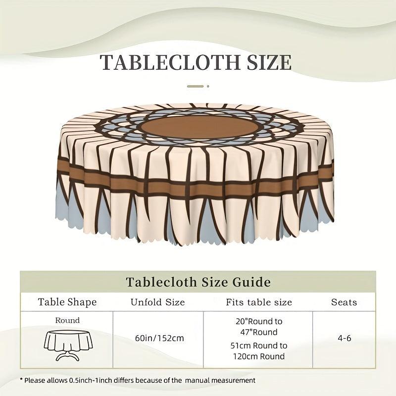 Boho Round Tablecloth 60 Inch Floral Stain Resistant Absorbent
