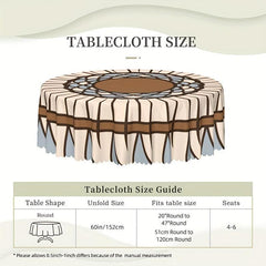 Boho Round Tablecloth 60 Inch Floral Stain Resistant Absorbent
