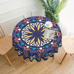 Boho Round Tablecloth 60 Inch Floral Stain Resistant Absorbent