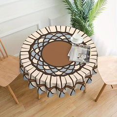 Boho Round Tablecloth 60 Inch Floral Stain Resistant Absorbent