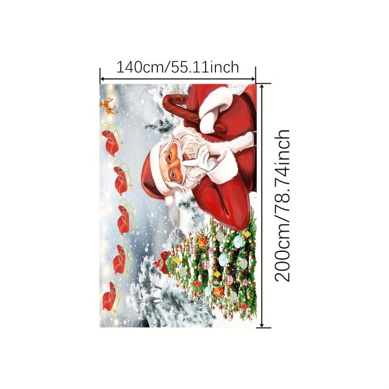 Polyester Merry Christmas Table Cloth Santa Claus Pattern Table Cover
