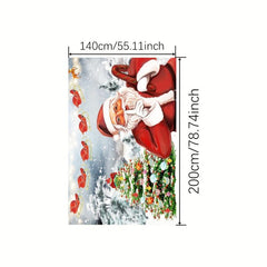 Polyester Merry Christmas Table Cloth Santa Claus Pattern Table Cover