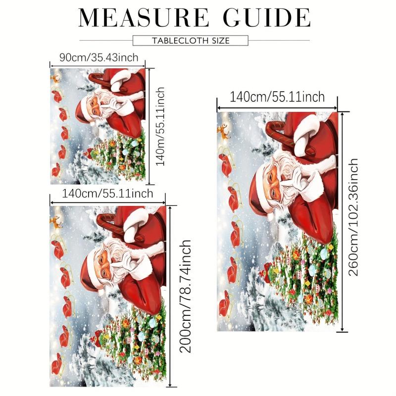 Polyester Merry Christmas Table Cloth Santa Claus Pattern Table Cover