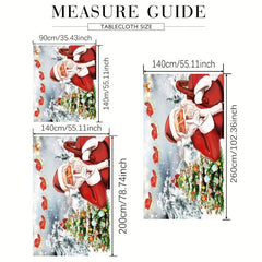 Polyester Merry Christmas Table Cloth Santa Claus Pattern Table Cover