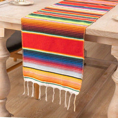 Mexican Style Rainbow Striped Table Runner for Gay Pride