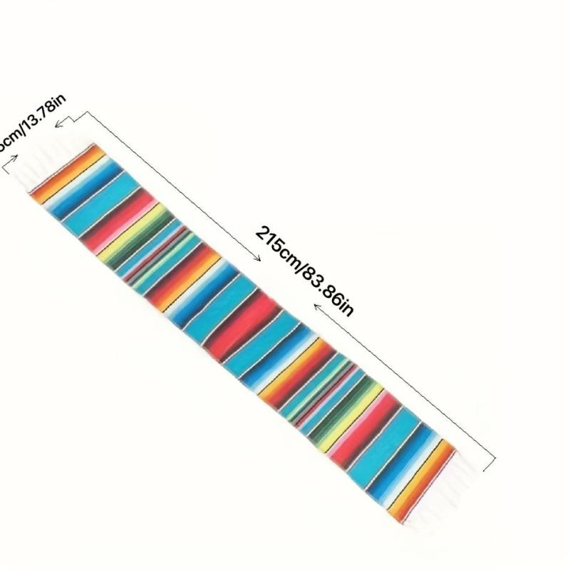 Mexican Style Rainbow Striped Table Runner for Gay Pride