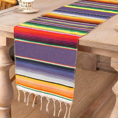 Mexican Style Rainbow Striped Table Runner for Gay Pride