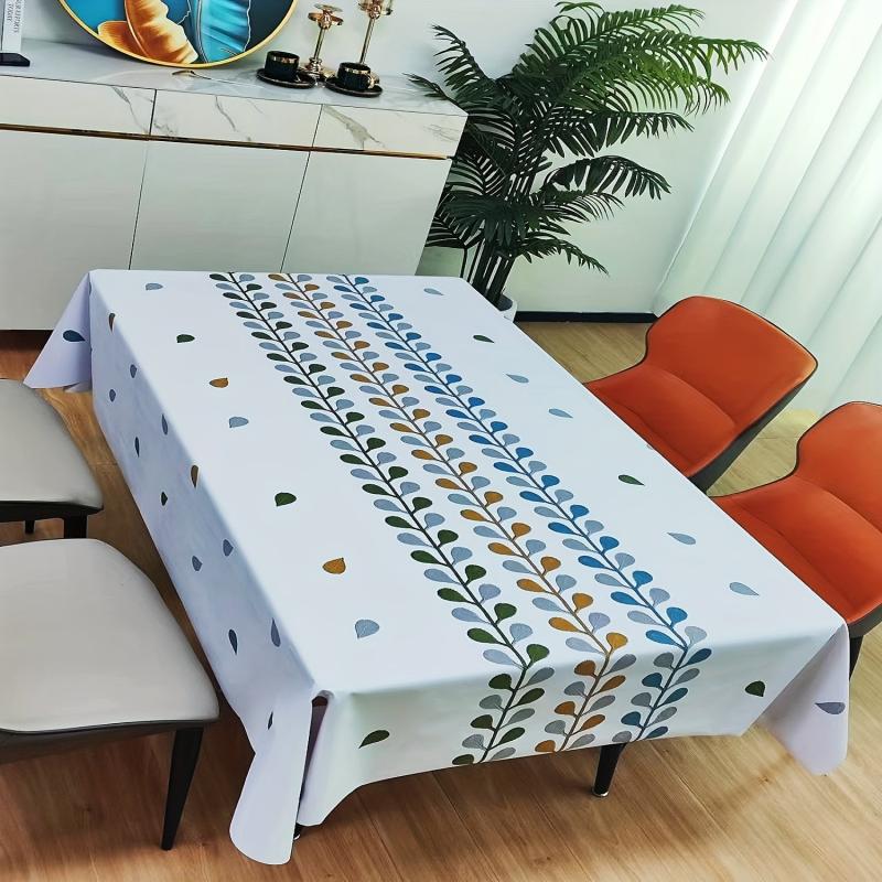 Leaf Pattern PVC Tablecloth Waterproof Table Cover