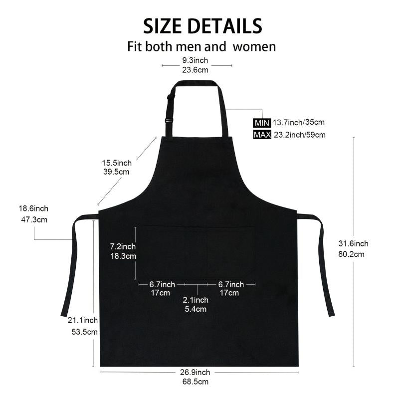 2pcs Canvas Work Apron Adjustable for Kitchen Restaurant BBQ