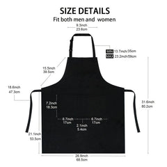 2pcs Canvas Work Apron Adjustable for Kitchen Restaurant BBQ